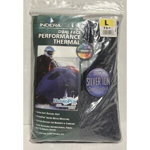 Mens Indera Dual Face Performance Thermal Top Odor Control Navy Blue Large NIP